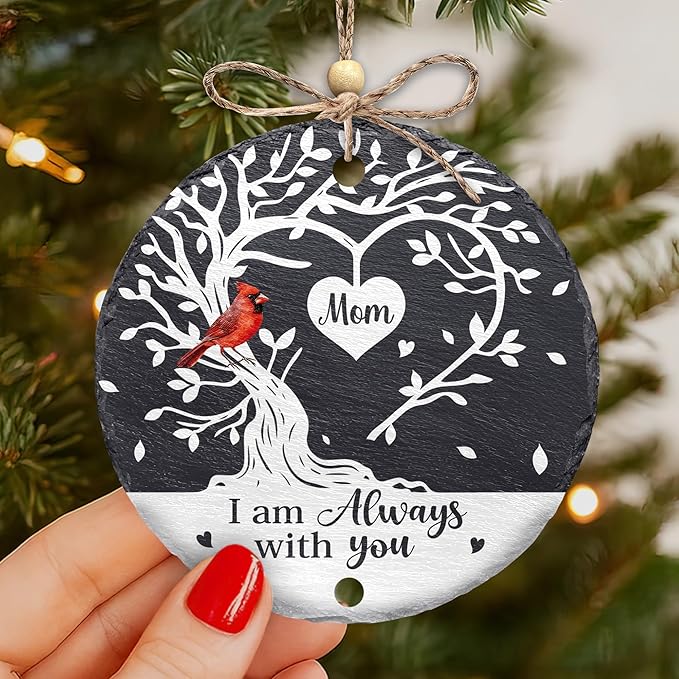 Hyturtle Memorial Cardinal Ornament for Mom – 4" Stone Hanging Tree Decoration with Red Bird Charm – Sympathy Gift, Loss of Mother Keepsake – I'm Always with You Ornaments Memorial 2