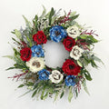 24 Inch Patriotic Wreaths for Front Door, 4th of July Wreaths for Front Door, Peony Eucalyptus Patriotic Summer Flag Wreath Handcrafted Memorial Day Artificial Flowers Wreath for Indoor and Outdoor