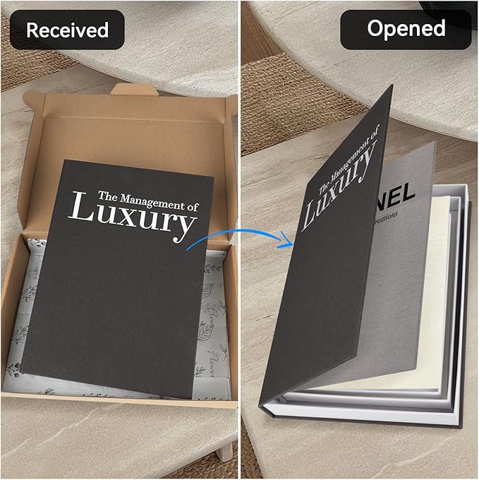 1DOT2 Aesthetic Decorative Books -Set of 3 Minimalist Linen Hardcover Faux/Fake Books,Decorative books for Home Decor Living Room Decoration,Photo Storage or as a Keepsake Box(Black-gray-beige-luxury)