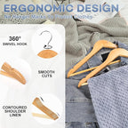 Wooden Hangers 80 Pack,Wood Hangers for Coats, Suits, Jackets, Closet & Pants Durable Premium Wood Hangers with 360-Degree Rotatable Hook and Notches, Natural