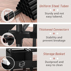 Portable Closet, Easy Assembly, Large Capacity Wardrobe Closet, Sturdy and Stable Clothes Rack with Shelves 4 Storage Baskets and 2 Hanging Rods, for Bedroom and Cloakroom Black