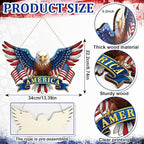 Wooden 4th of July Decoration Door Wreath for Front Door Sign America Eagle Wall Signs,250 Anniversary Independence Day Patriotic Day Wreath Welcome Memorial Day Hanging for Home Party Outdoor Indoor