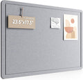 Fluxynara Bulletin Board, 23.6" x 17.5" Cork Board Alternative with 12 Safe Removable Adhesive Tabs, Foldable Felt Pin Board for Home Office, Classroom, Bedroom,Entryway for Walls—Soft Gray