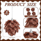 Jetec 8 Pieces Christmas Ornaments Glitter Christmas Tree Hanging Decoration Decorative Artificial Pine Cones Flowers Hanging Ornaments for Winter Wreath Holiday Decor(Brown Gold Color)