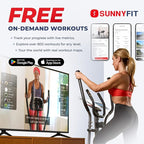 Sunny Health & Fitness Upright Elliptical Machine, Full Body Cardio Exercise with Adjustable Resistance, Arm and Leg Workout Machine, SunnyFit App via Bluetooth Optional Electro-Magnetic Resistance