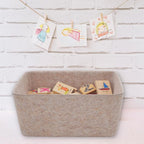 Welaxy Felt Storage Bin Wide Deep Drawer Organizer Beige Caddy for Makeup, Jewelry, Stationery, Closet & Bathroom, Minimalist lifestyle (Oatmeal Bin, M)