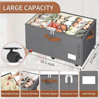 Shoe Organizer for Closet, Shoe Storage Organizer with Wheels and Adjustable Dividers, Stackable Shoe Storage Box with Clear Cover, Foldable Closet Shoe Organizer Fits up to 24-48 Pairs, Gray