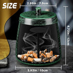 Ashtray for Cigarettes Outdoor, Outdoor Ashtray with Lid for Cigarette, Metal Odorless Windproof Smokeless AshTray for Patio Home Office Tabletop Balcony