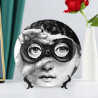 Lina Cavalieri Plate, Wall Decorative Plate, Mysterious Face Plate Wall Hanging Decoration,Including Bracket and Special Spring Hook, 10inch, Style10