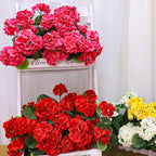 Artificial Geraniums Flowers for Outdoors Spring Decor, 4 Bundles UV Resistant Fake Geraniums Flowers Silk Faux Plants for Home Planter Gardens Table Patio Porch Indoor Cemetery Summer Decor(Pink)