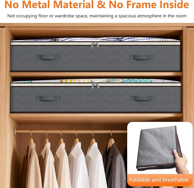 90L Under Bed Storage Containers,4-Pack Closet Organizers and Storage Bins,for Organization and Storage Clothes, Shoes, Blankets & Pillows,Visible Transparent Top Storage Bins with Lids, Grey