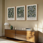 Framed William Morris Canvas Wall Art Green Decor Set of 3, Vintage Large Floral Artwork Prints, Boho Farmhouse Botanical Picture Prints for Living Room, Bedroom, Hallway, Office, Total Size 30x60