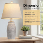 QiMH Farmhouse Table Lamps Set of 2, Bedside Lamps for Living Room, Modern Table Lamp for Bedroom, 21.5" Vintage Rustic Nightstand Lamp with Linen Shade, Retro Side Table Lamp for Office, Antique Grey