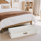 StorageWorks Underbed Storage Containers with Lids, 2-Pack 7" XL Under Bed Organizers for Clothes, Bedding and Sweaters, 73L Low Profile Fabric Storage Bins, Foldable Space Saving, Beige
