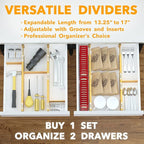 SpaceAid Bamboo 13.25-17“ Drawer Dividers (Need 2.35" Deep Drawer) Kitchen Adjustable Organizers, Expandable Organization for Home, Office, Dressers, 4 Dividers with 9 Inserts