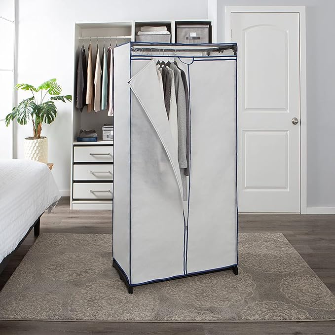 Simplify 36" Wide Portable Closet | Great for Clothes | Accessories | Heavy Duty | Hanging Rod | Easy to Assemble | Dimensions : 36” x 63” x 19” | White