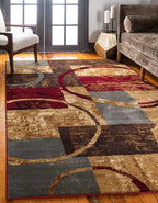 Unique Loom Barista Collection Area Rug - Kouillou (9' x 12' Rectangle, Multi/ Brown)