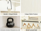 StorageWorks Hanging Closet Organizer with Metal Rod, 6-Section Closet Organizers and Storage, Collapsible Hanging Shelves for Baby Clothes, Shoes, Sweater Storage, Ivory and White