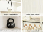 StorageWorks Hanging Closet Organizer with Metal Rod, 4-Section Closet Organizers and Storage, Collapsible Hanging Shelves for Baby Clothes, Shoes, Sweater Storage, Ivory and White