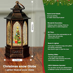 Christmas Snow Globe Lantern Water Glittering Christmas Tree Crown with Music, USB Lined/Battery Operated Lighted Lantern for Christmas Festival Decoration Gifts