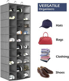 Libeder Hanging Closet Organizers - 30 Section Shoe Shelves, Space Saving Shoe Holder Grey
