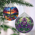 Celtic Knot Stained Glass Hanging Ornament - Christmas Tree Decoration, Holiday Ornament, Gift Idea