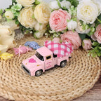 Valentine's Day Mini Metal Truck Romantic Love Model with Pink Hearts Vintage Metal Farm Pickup Truck Farmhouse Tiered Tray Decor for Farmhouse Shelf Kitchen Table Home Decor