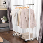 Clothes Rack, 130LB Capacity Heavy Duty Clothing Rack with Wheels and Bottom Shelf, 52.17 Inch Rolling Racks for Hanging Clothes, Coats, Shirts, Sweaters, Skirts, Dress, White