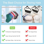 Hat Hangers for Closet, Metal 2 Pack Hat Organizer Holder for Hanger Closet Display, Hat Racks for Baseball Caps w/10 Clips, Hat Holder for Ball Caps & Accessories, for Men Women, White