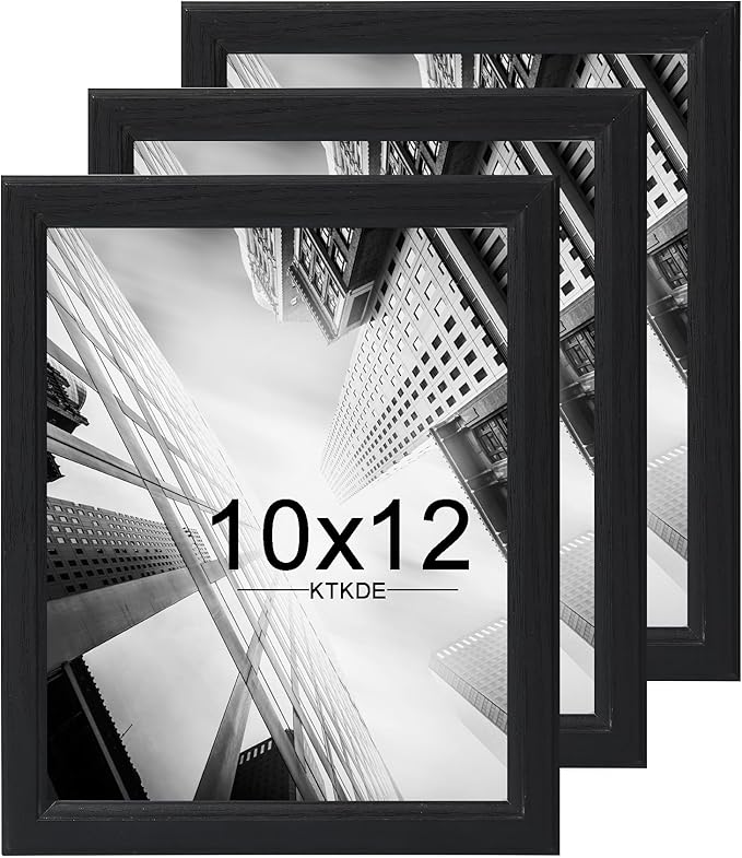 KTKDE 10x12 Picture Frame Set of 3, Wooden frames black, Vertical & Horizontal Wall Hanging for Wall or Tapletop Display,Studio Gallery Photo Frame for Photos, Posters & Art Prints