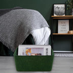 Welaxy Felt Storage Bin Deep Drawer Organizer for Makeup, Jewelry, Stationery, Closet & Bathroom, Minimalist living (Forest Green Bin, M)
