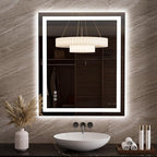 LOAAO 35.4"x29.9" LED Mirror for Bathroom, Lighted Bathroom Mirror with Lights, Anti-Fog, Dimmable, Memory Function, Clear Reflection