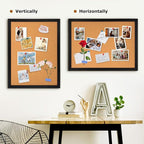 DOLLAR BOSS Cork Board for Wall 24" x 18" Bulletin Board for Wall with Black Wood Frame, Picture Display Pin Broad Vision Board for Office Home School Room Decorative Hanging 10 Pushpins