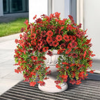 INQCMY 2Pcs Artificial Fake Hanging Flowers for Outdoors UV Resistant Artificial Plants for Spring Summer Decor Look Real Faux Flowers for Outside Home Planter Porch Patio Decor