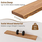 Floating Shelves for Wall Decor, Rustic Solid Elm Wood Live Edge Floating Shelves Wall Mounted, Wall Shelves with Invisible Bracket for Living Room Bathroom Bedroom Kitchen, 40 Inch Set of 1, Natural