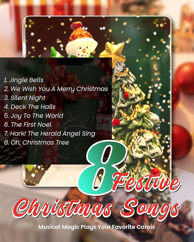 Christmas Snowman Snow Globe Light up Lantern with 8 Songs, 10.83" White Christmas Snow Globes for Kids Adults, 6H Timer & Dual Power, Snowglobes Christmas Decorations Indoor, Gifts for Women Men
