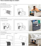 Sofa Armrest Caddy, Armchair Caddy for Recliner, Couch Organizer, Bedside Organizer, Remote Holder with Silicone Non-slip Design,4 Pockets for Magazine, Notepad,Phone, Ipad, Glasses (Black)