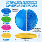 Jerify 4 Pcs Wiggle Seat Flexible Inflated Wobble Cushion Stability Balance Pad Balance Disc Sensory Seat for Men Women Fitness Physical Exercise Improving Posture Home Office