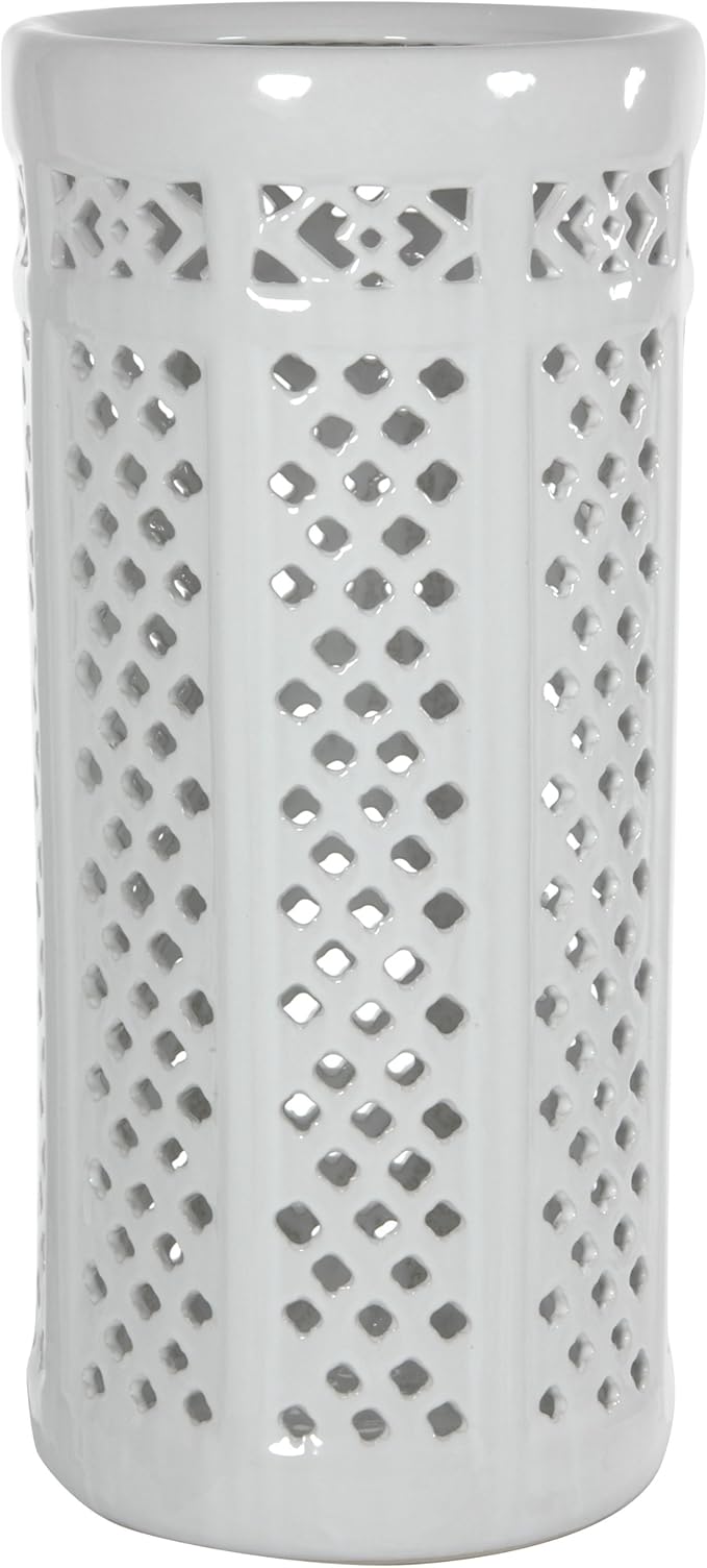 Red Lantern 17" Carved Lattice Decorative Umbrella Stand