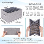 Fixwal 4pcs Wardrobe Clothes Organizer with Board Closet Organizers and Storage 7 Grids Divider Organizers Washable Compartment Storage Bins for Jeans T-shirt Pants Legging