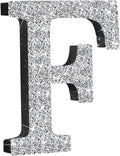 Qunclay 5.7" Silver Crystal Diamond Bling Letters Crushed Diamond Decoration Wooden Glitter Letter with Screw and Hooks Rhinestone Gift for Wedding Y2k Mcbling Bedroom Wall Decor (Letter F)