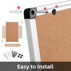 Extra Large Cork Bulletin Board 60" X 48", Silver Aluminum Framed 5'x4' Corkboard for Wall, Wall Mounted Notice Pin Board with 18 Push Pins for School, Home & Office