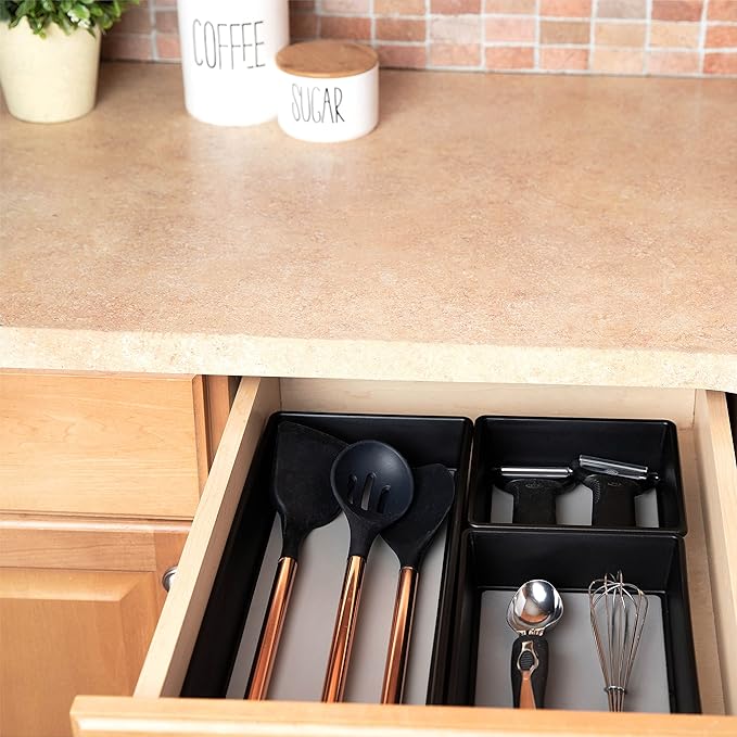 Drawer Organizers 3-Size | Office, Kitchen, Desk, Junk Drawer Organization & Storage Tray [6 Pcs]