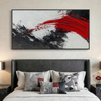 Extra Large Framed Red Black and White Abstract Wall Art for Living Room, Oversized Modern Horizontal Canvas Prints Artwork for Walls, Minimalist Pictures for Bedroom Office Hallway Wall Decor 30x60 In