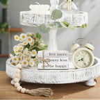 Live More Worry Less Decorative Wood Book Stack for Table, Farmhouse Stacked Books (L11)