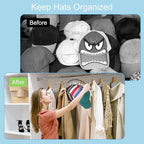 Hat Hangers for Closet, Metal 1 Pack Hat Organizer Holder for Hanger Closet Display, Hat Racks for Baseball Caps w/10 Clips, Hat Holder for Ball Caps & Accessories, for Men Women, Black