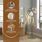 Kings Brand Furniture Cheska Suit Valet Stand with Circular Frame - Tie Jacket Clothes Hooks, Freestanding Clothing Organizer, Lemon Pepper