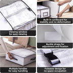 TAILI Under Bed Jumbo Vacuum Seal Storage Bags for Comforters and Blankets, Large Capacity White Foldable Box Save 80% Space, 41" x 17.7" x 6"