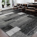 FlyDOIT Modern Geometric Patchwork Area Rug, 6x9 Grey Large Rugs for Living Room, Rockwood Collection Indoor Rugs for Bedroom, Throw Carpet Floor Decor for Entryway Dining Room Office Nursery