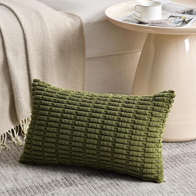 Fancy Homi 4 Packs Decorative Throw Pillow Covers for Living Room Couch Bed, Modern Farmhouse Boho Home Décor Accent Cushion Case, 20" x 12", Moss Green